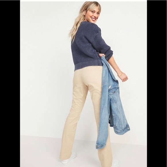 Old Navy Mid Rise Boot Cut Khaki Pants - Picture 2 of 9